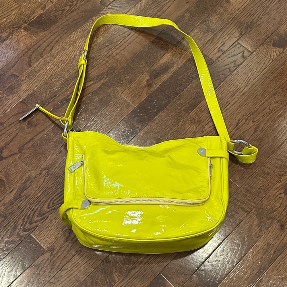 Adrienne Vittadini Glossy Yellow Shoulder Bag